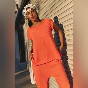 Free People x FP Movement Winning Stretch Set, Summer Poppy, Orange, Size Large
